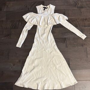 BCBG white off shoulder knit dress